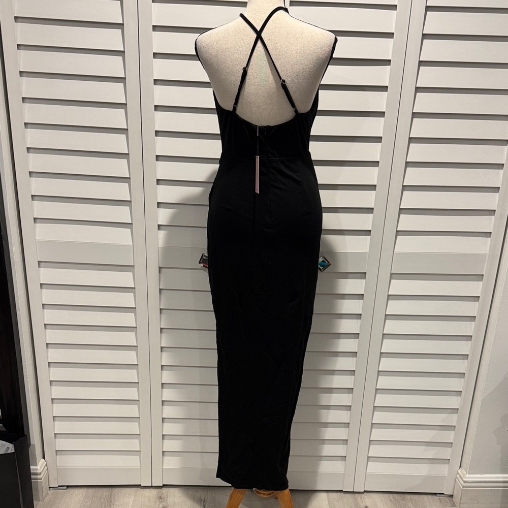 Hello Molly Black Backless Halter Dress with side Slit and adjustable straps. - Picture 8 of 16